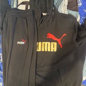 Puma Black Tracksuit with Red and Gold Accents